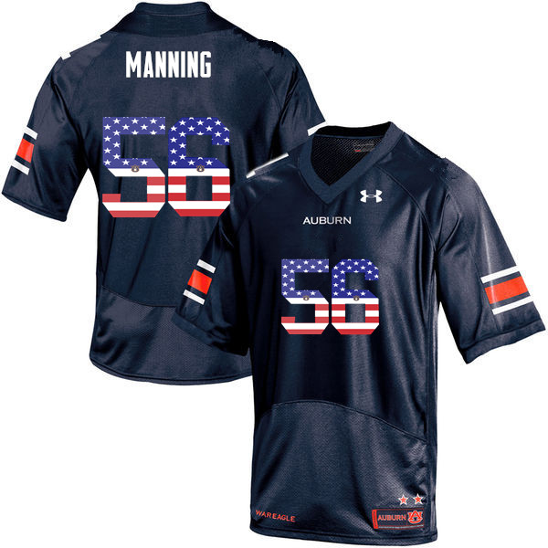 Men #56 Tashawn Manning Auburn Tigers USA Flag Fashion College Football Jerseys-Navy - Click Image to Close